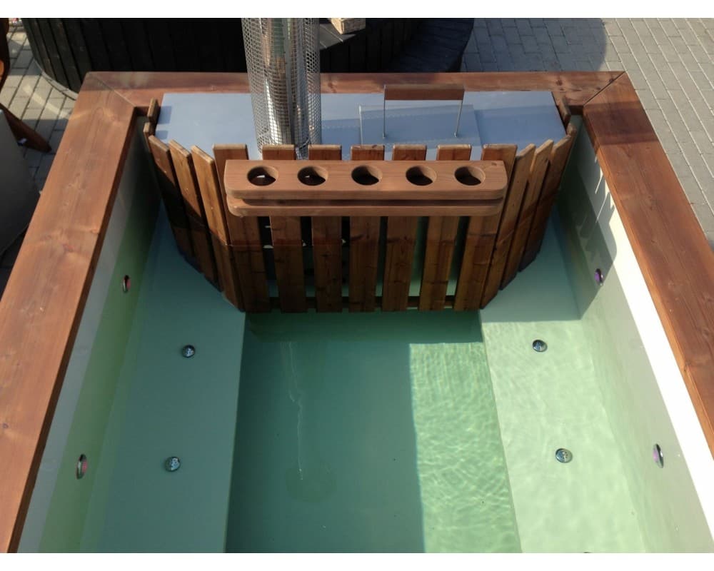 Square Plastic Hot Tub with Thermowood Cladding image 2