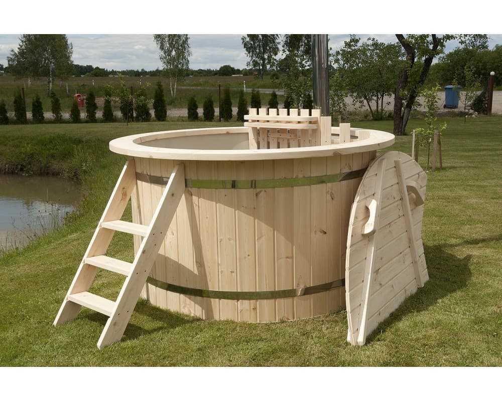 Vasca idromassaggio in plastica con rivestimento in abete, 160 cm image 2